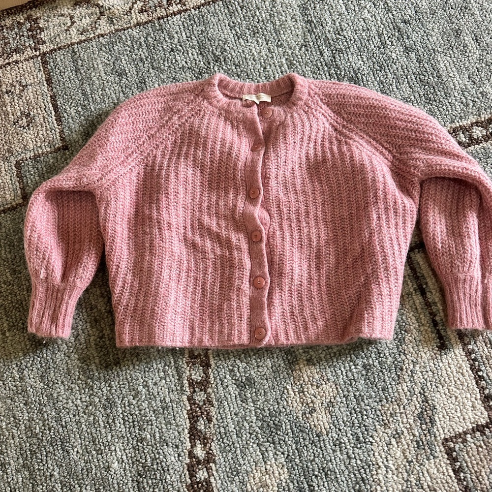 Sézane Dusty Rose Knit Cardigan